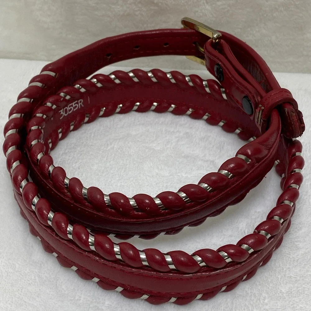 Justin Top‎ Grain Red Leather Braided Western Belt Cowgirl Rodeo